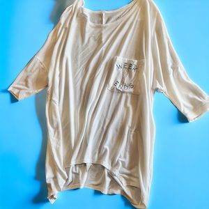 Flowy Soft Weekend Champagne Glass Embroidered Pocket Tee